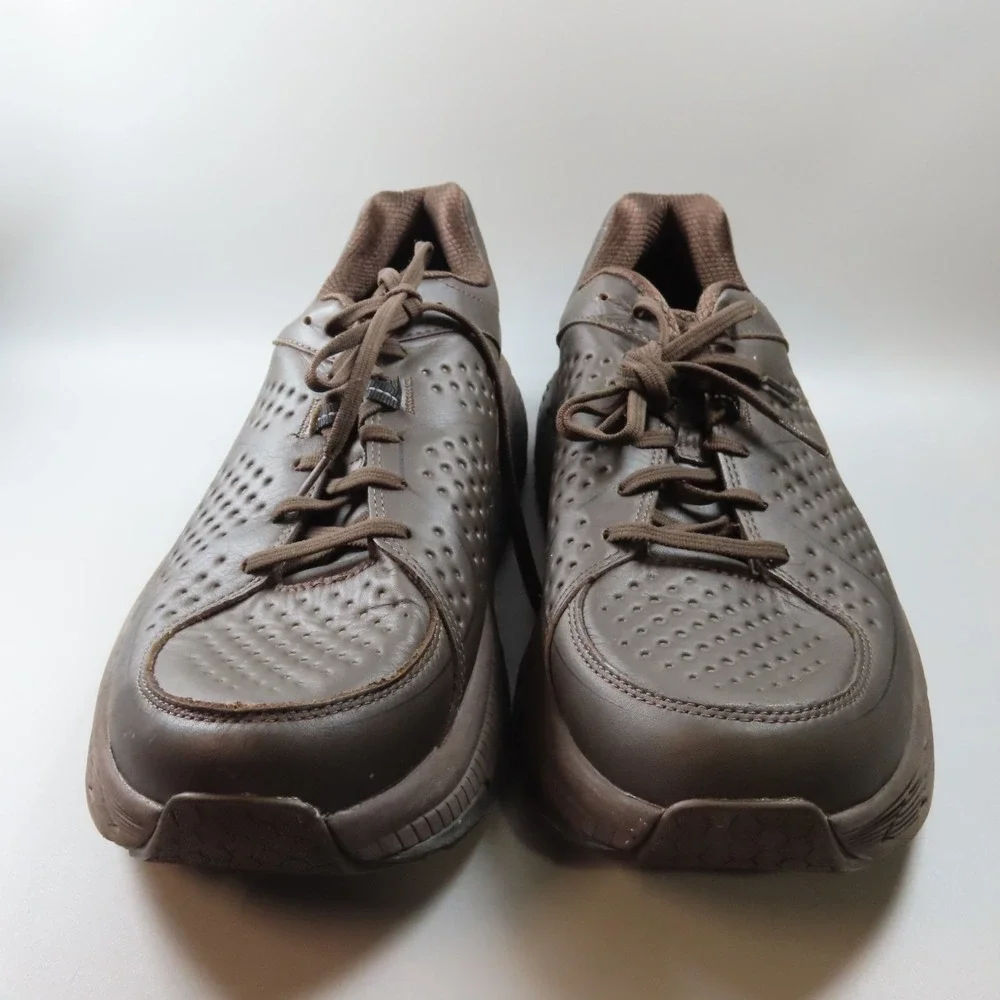 Size 12.5‎ (2E)- Hoka One One Gaviota LTR Wide Brown Leather EUC!